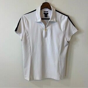 IZOD x-tra dry 1/4 Zip White and Black Polo Shirt Size M